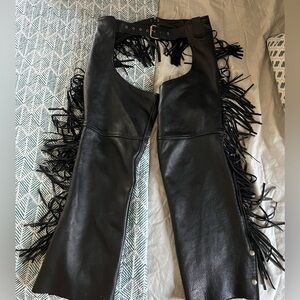 Genuine Leather Fringe Chaps